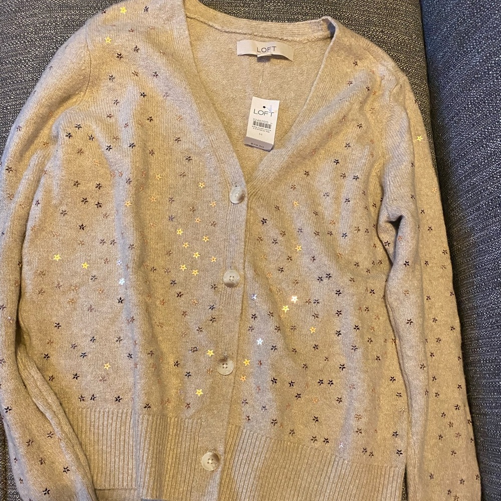 Tan LOFT cardigan. Size M.